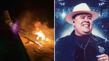 Avião com cantor Rey Vaqueiro sai da pista e pega fogo durante pouso no RN