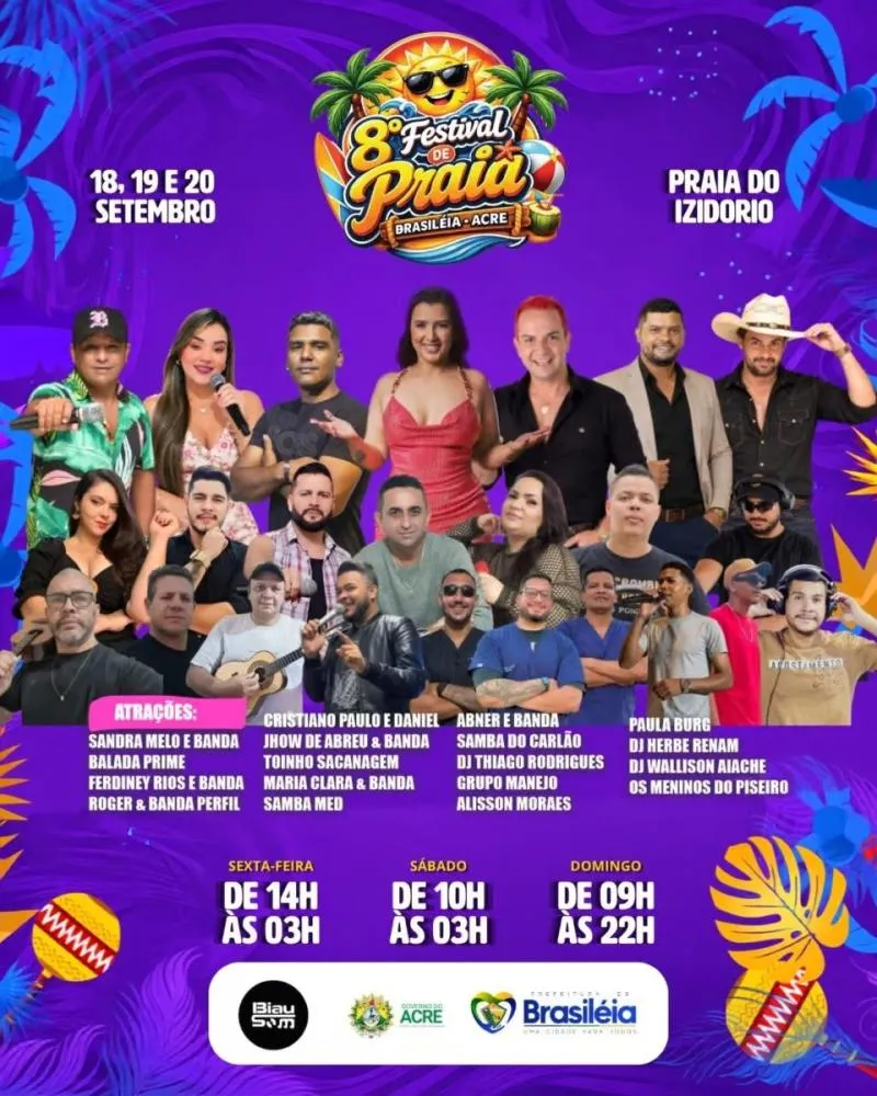 8º Festival de Praia de Brasiléia terá 18 atrações e três dias de festa na fronteira