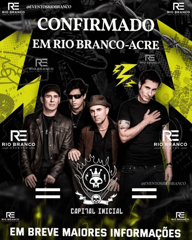 Rio Branco terá show da banda Capital Inicial; local e data serão divulgados