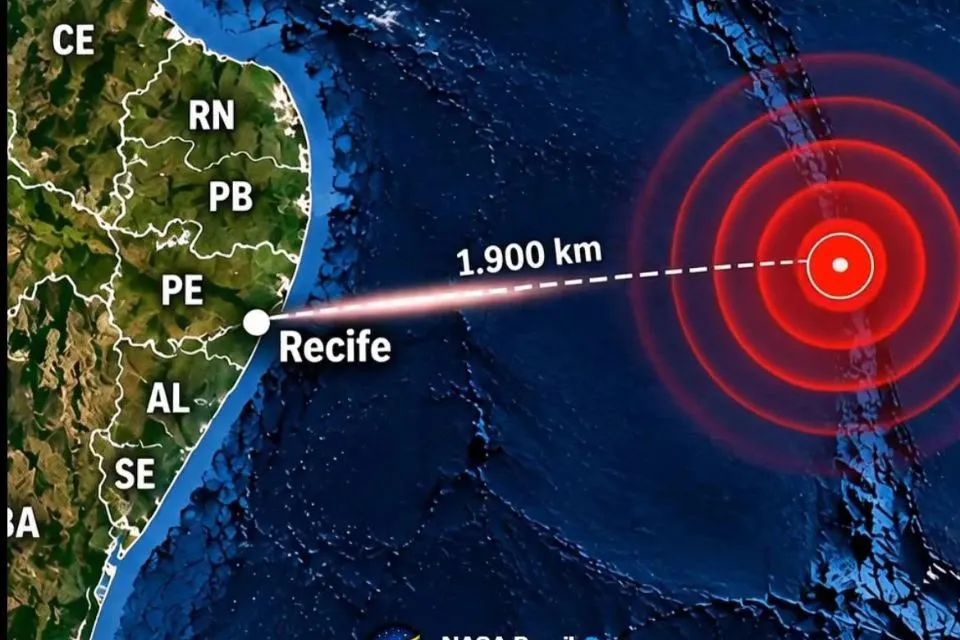 Terremoto de magnitude 6,9 é registrado no Atlântico a 1,9 mil quilômetros de Recife