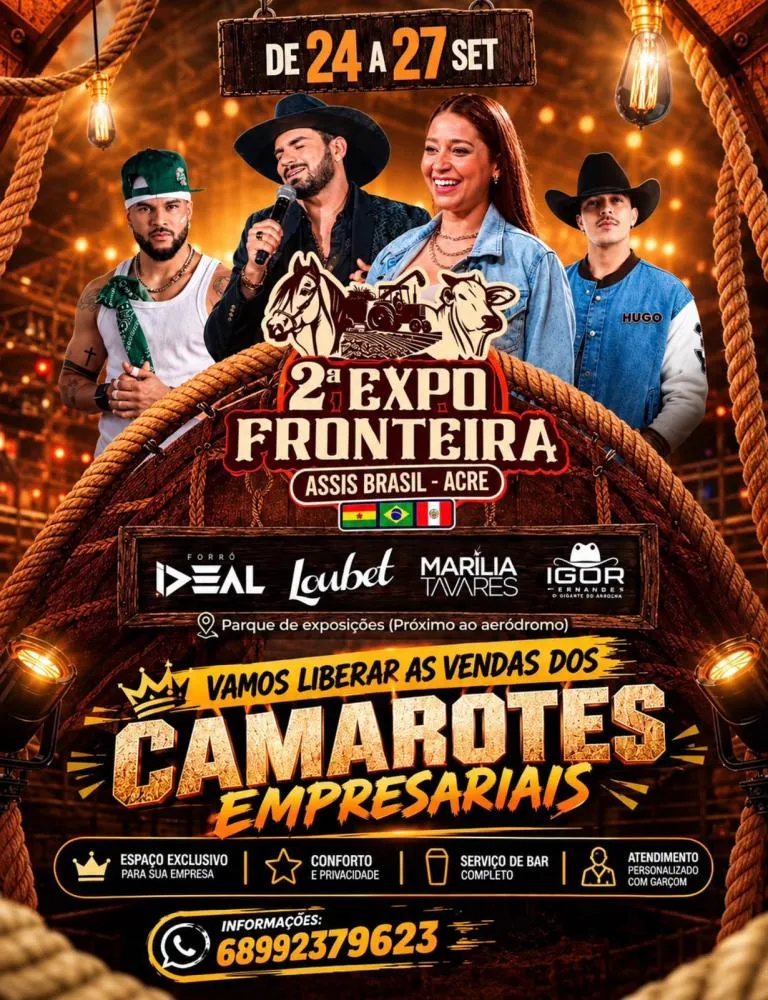 Loubet, Marília Tavares e mais: 2ª Expo Fronteira terá shows nacionais em Assis Brasil